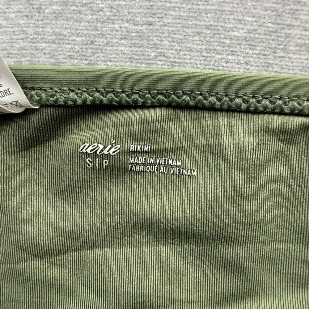 Aerie Olive Green Ribbed Bikini Bottom Swimwear Size Small S P Low Rise - Picture 3 of 4